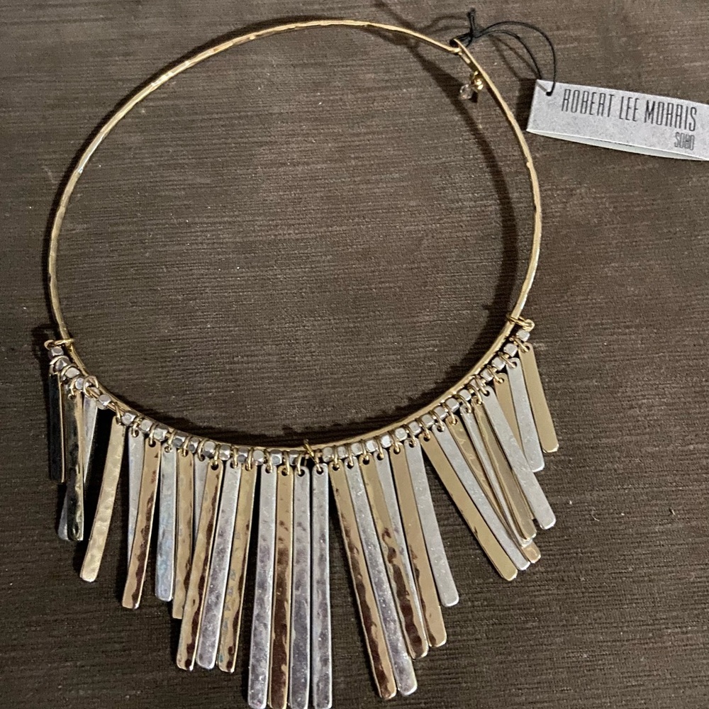 NEW Robert Lee Morris gold and silver drop trendy necklace